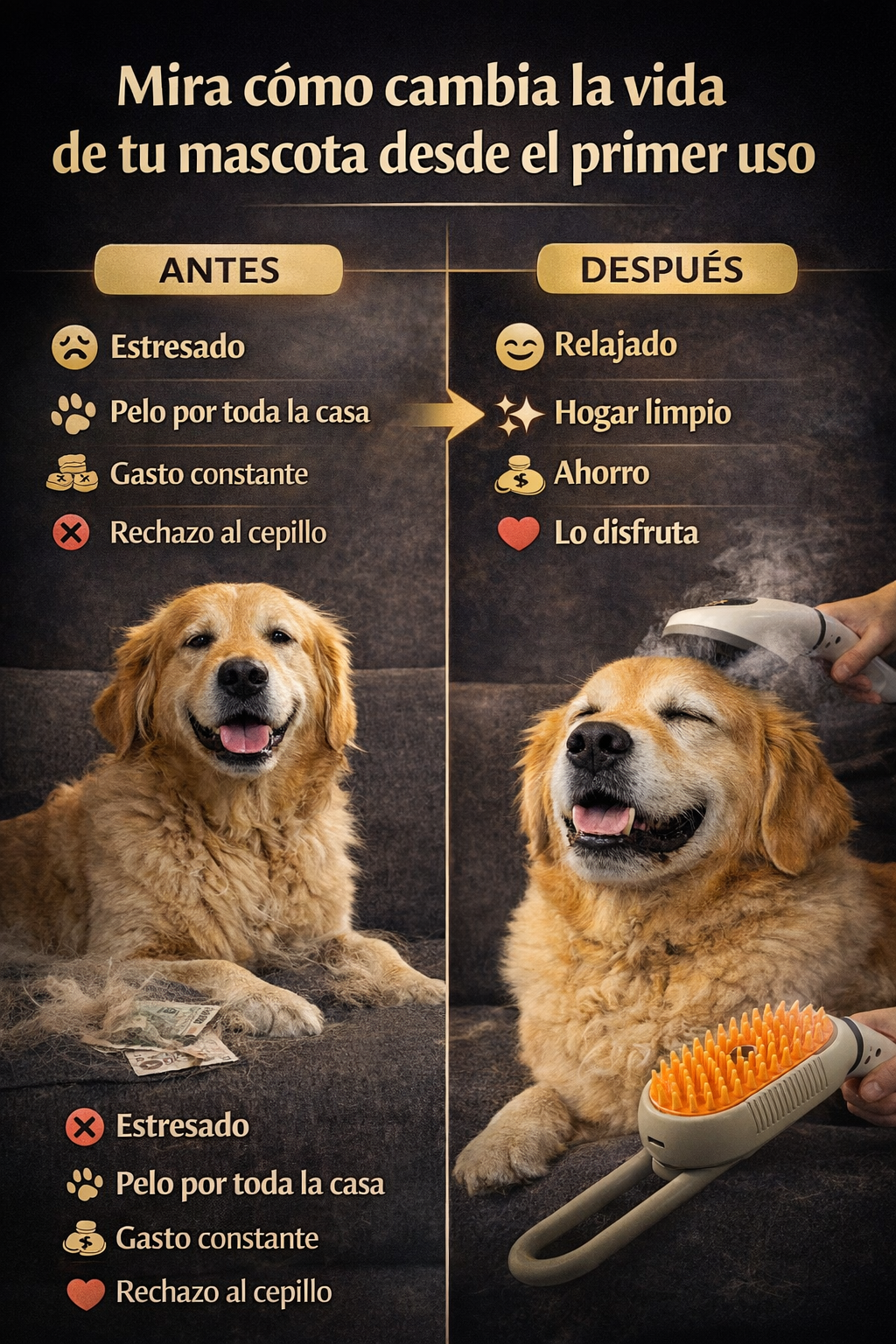PROMO 2X1 Cepillo vapor para mascotas CalmHair®
