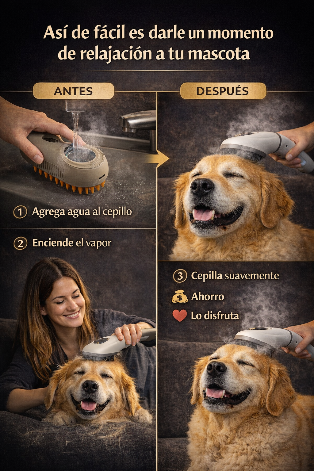PROMO 2X1 Cepillo vapor para mascotas CalmHair®
