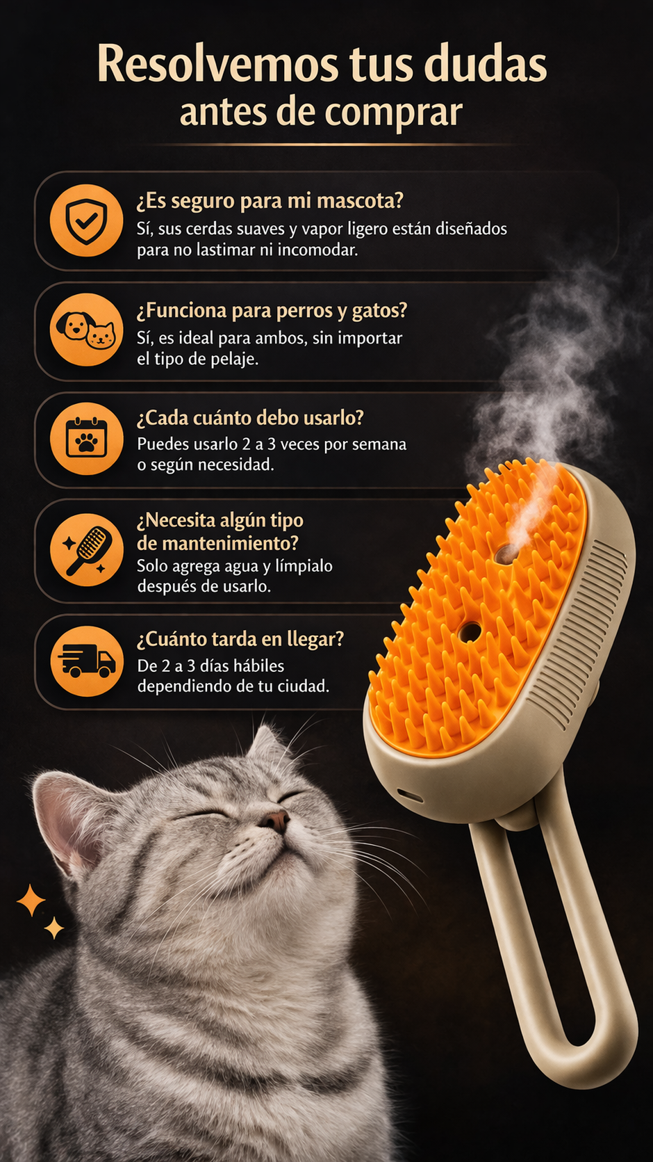 PROMO 2X1 Cepillo vapor para mascotas CalmHair®