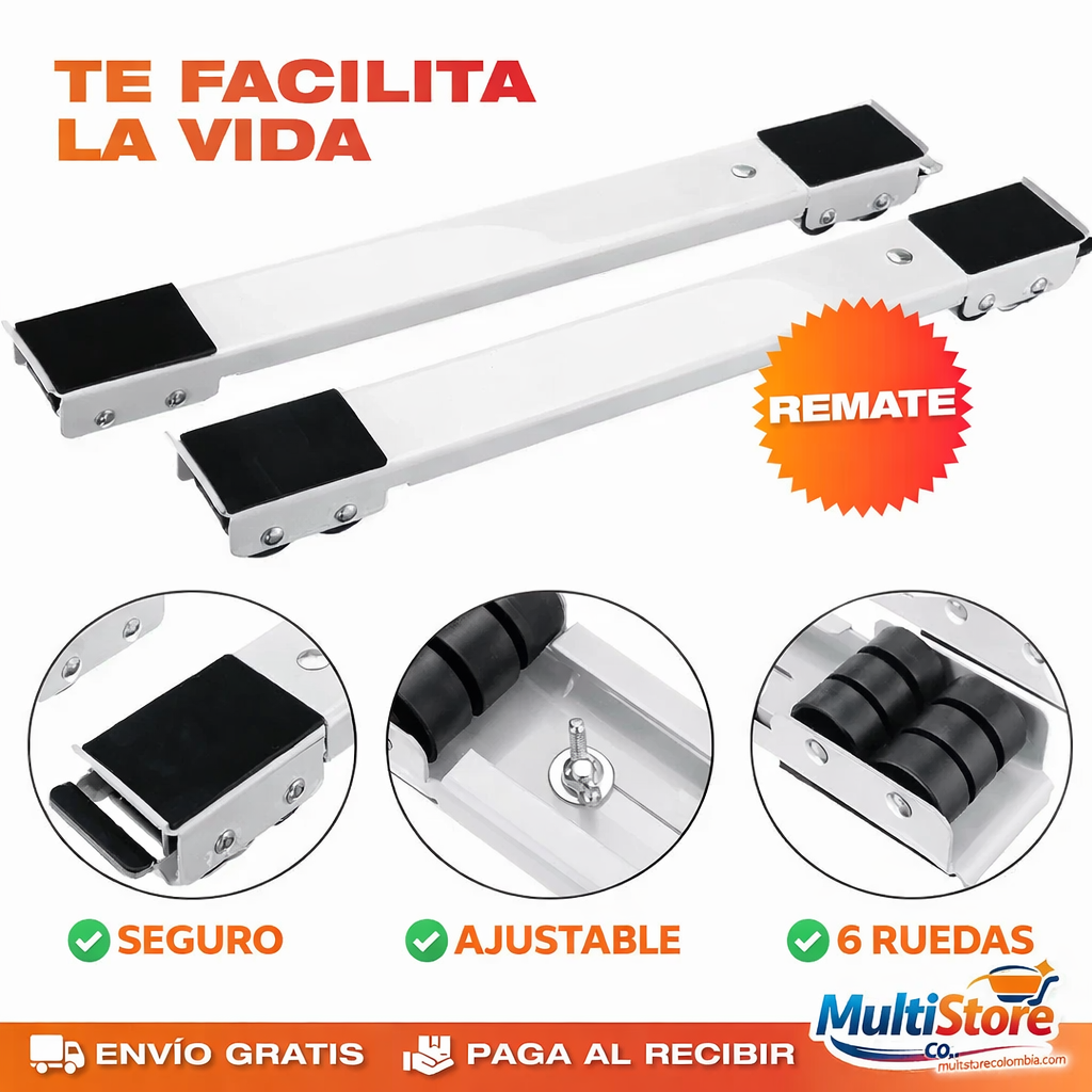 PROMO 3X2 Combo Soporte Base Electrodomesticos con ruedas WasherRail®